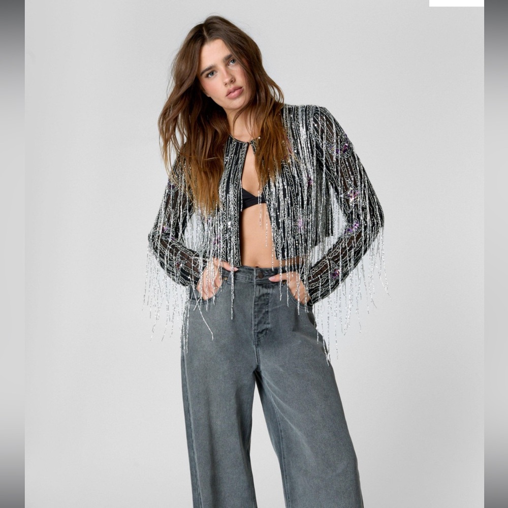 Moon And Star Sequin Tassel Jacket